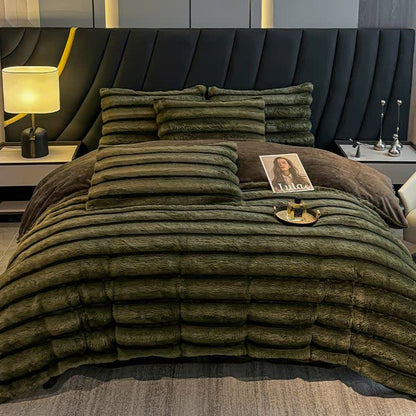 Vintage Luxurious Plush Fleece Bedding Set(4PCS)