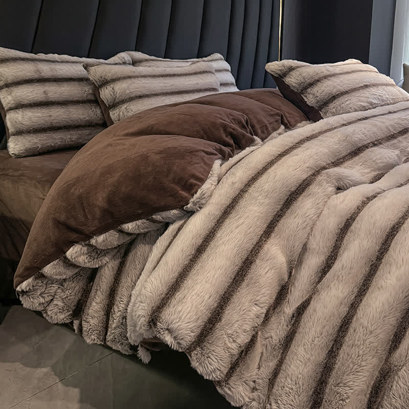 Vintage Luxurious Plush Fleece Bedding Set(4PCS) - image 13