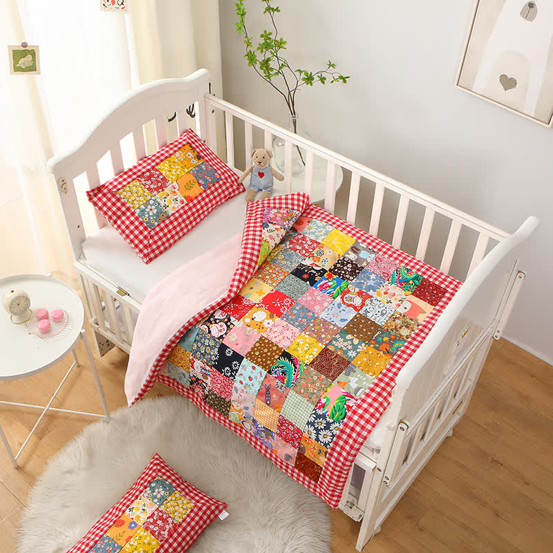 Pure Cotton Plaid Patchwork Baby Quilt