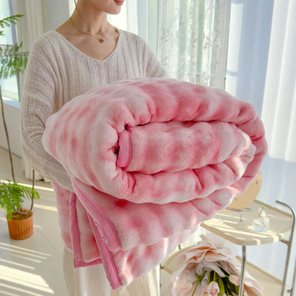 Fluffy Flannel Gradient Color Throw Blanket