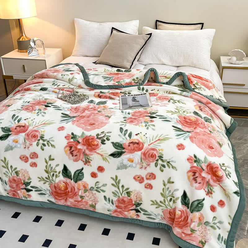 Floral Style Reversible Flannel Blanket