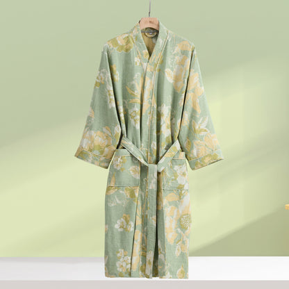 Pure Cotton Elegant Floral Soft Bathrobe