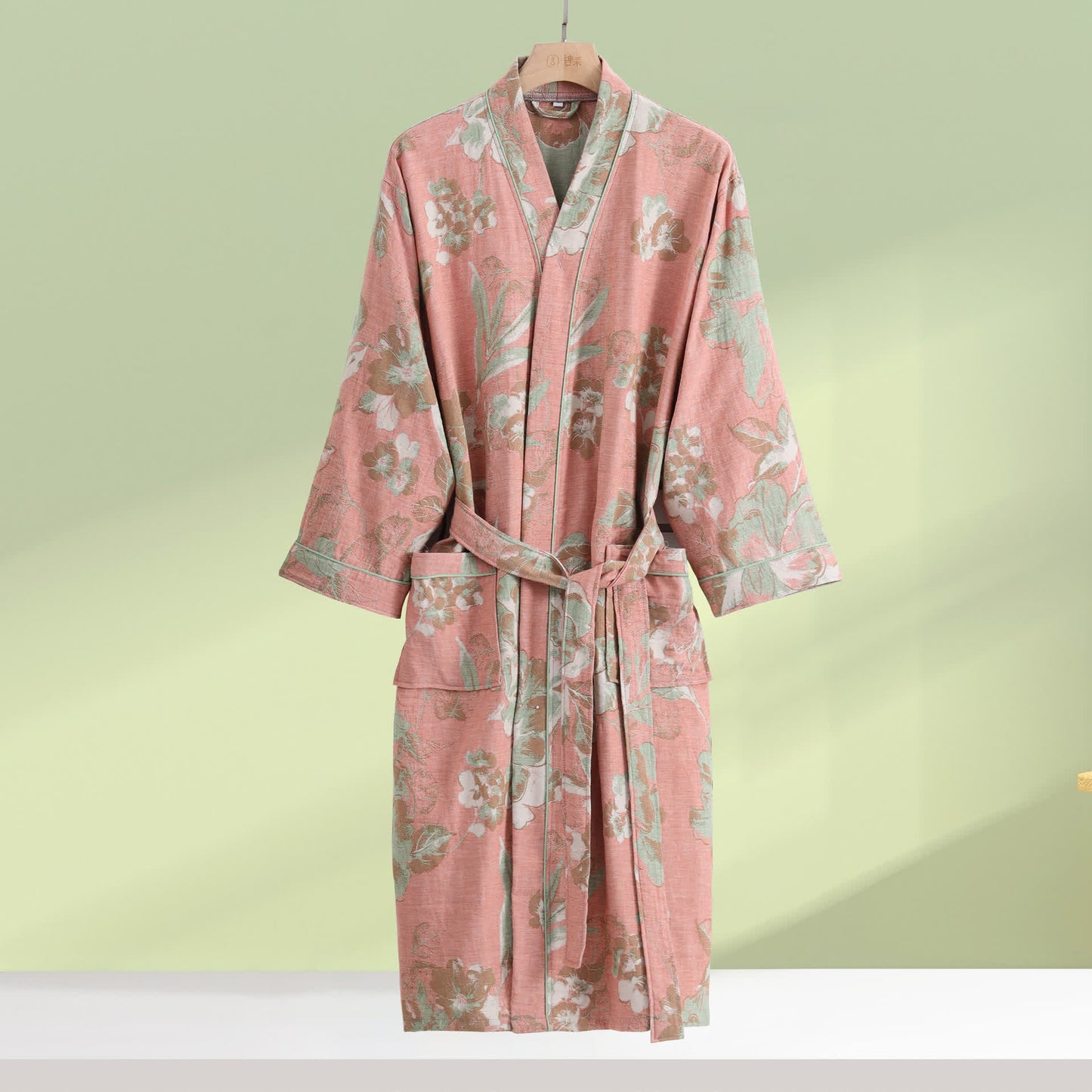 Pure Cotton Elegant Floral Soft Bathrobe