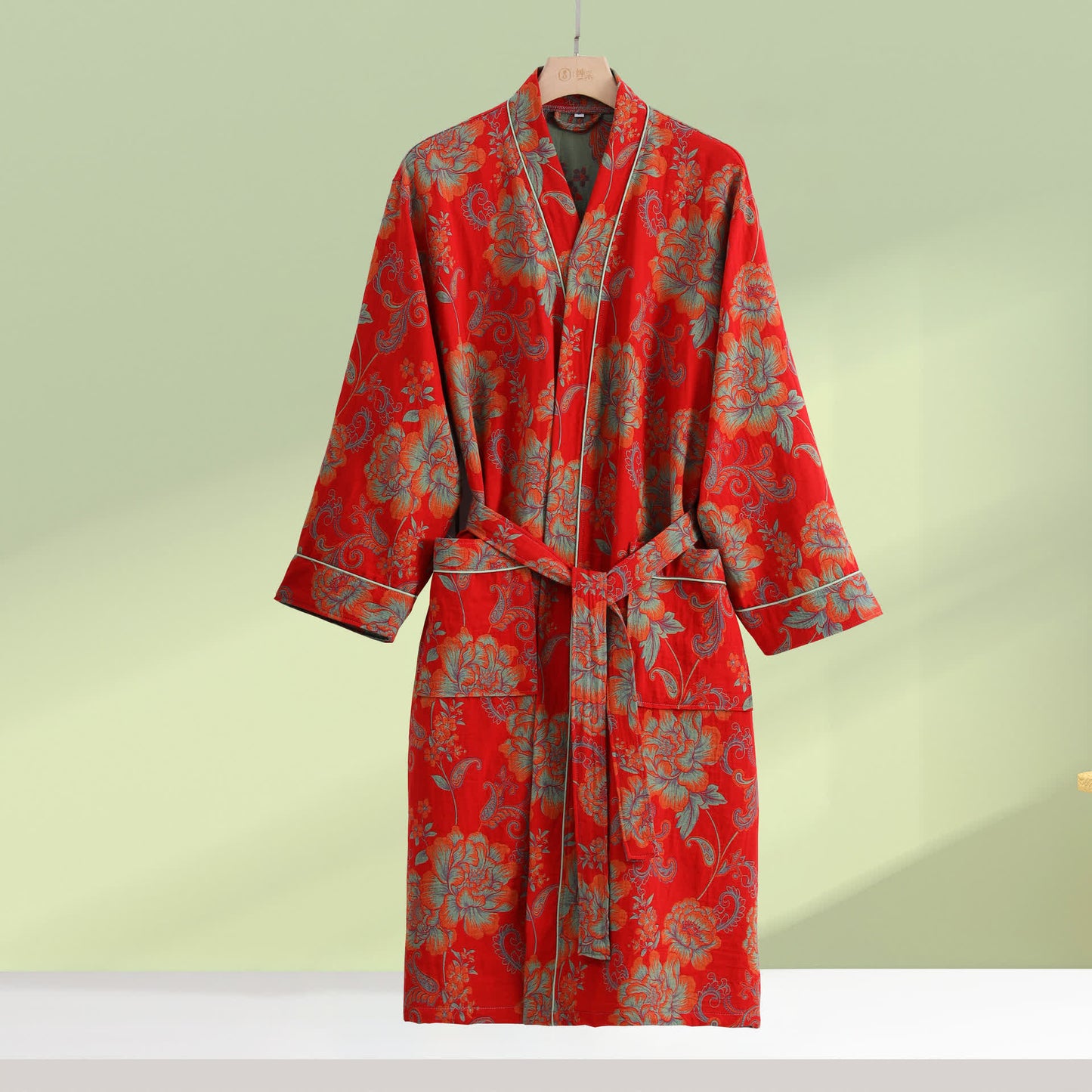 Luxurious floral Kimono Cotton Gauze Bathrobe