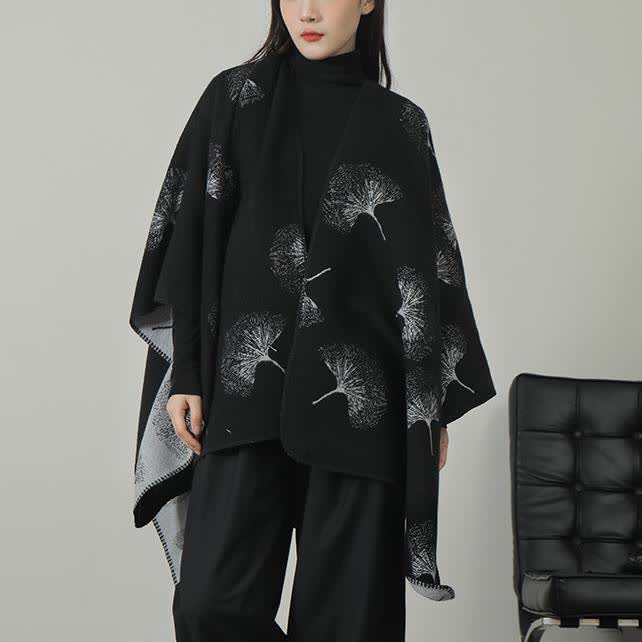 Ginkgo Leaf Acrylic Soft Shawl Cape