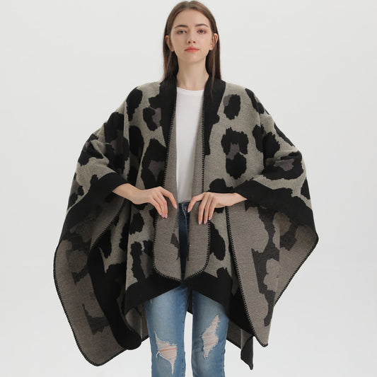 Modern Leopard Print Acrylic Shawl Cape