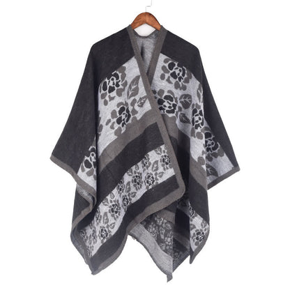 Jacquard Floral Acrylic Shawl Cape