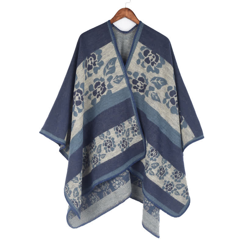 Jacquard Floral Acrylic Shawl Cape