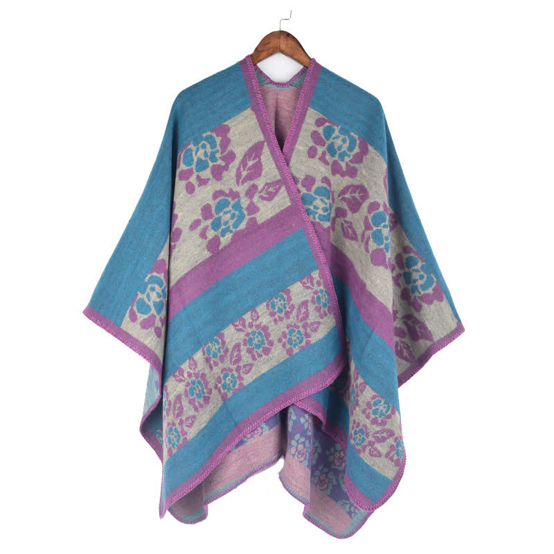 Jacquard Floral Acrylic Shawl Cape