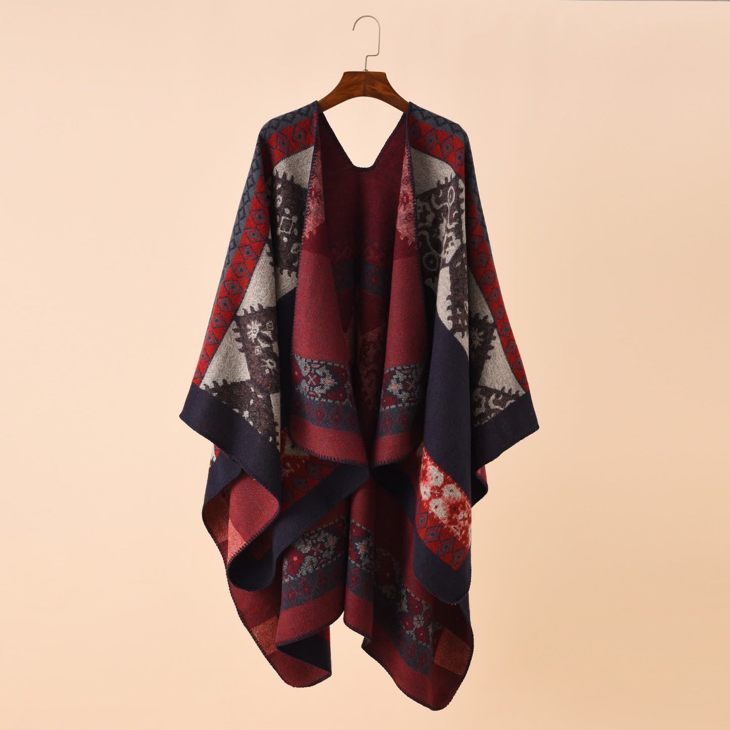 Retro Geometric Soft Shawl Cape