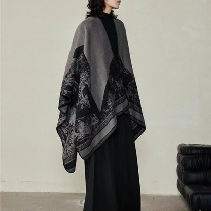 Elegant Forest Reversible Shawl Cape