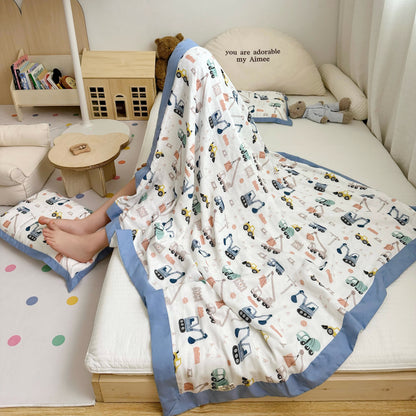 Cartoon Truck Bamboo Fiber Toddler Quilt