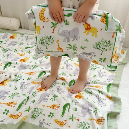 Bamboo Fiber Jungle Animals Toddler Quilt