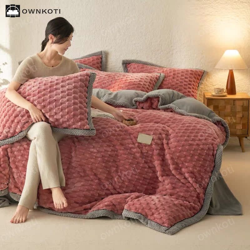 Soft Flannel Duvet Cover Bedding Set(4PCS)