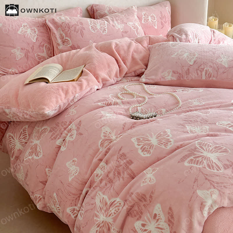 Butterfly Velvet Warm Bedding Set(4PCS)