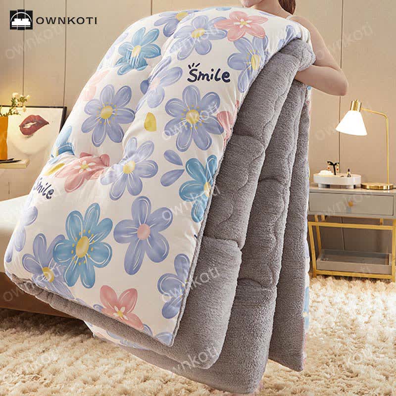 Fluffy Sherpa Fleece Floral Winter Blanket