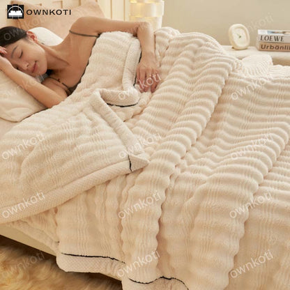 Jacquard Wave Texture Fleece Blanket