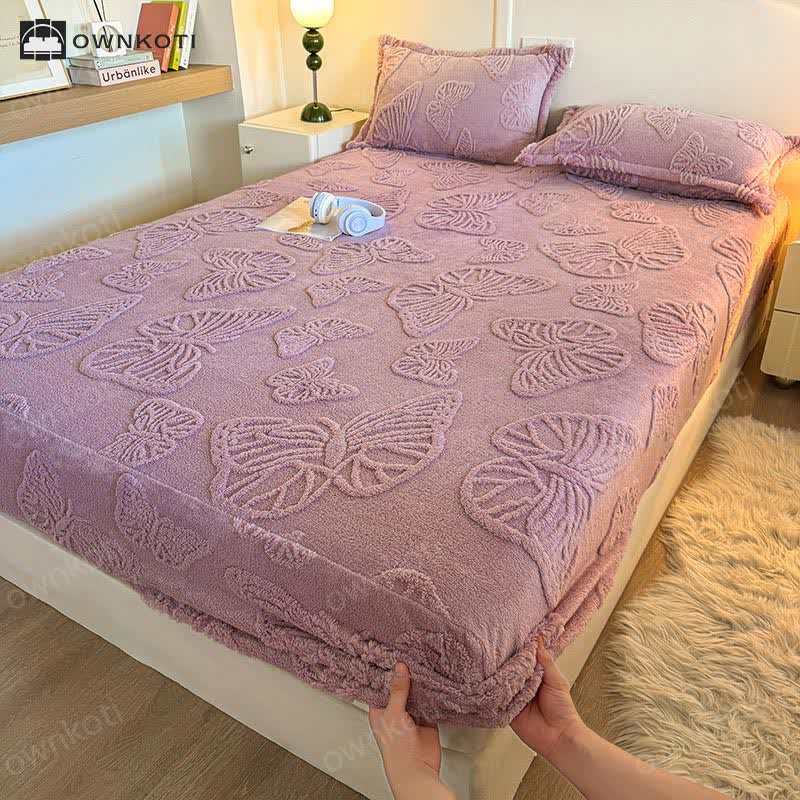 Elegant Butterfly Winter Fleece Fitted Sheet