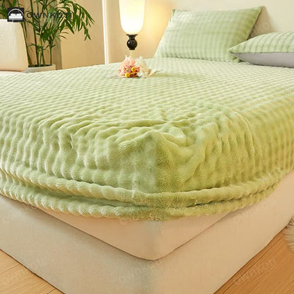 Solid Color Warm Fleece Fitted Sheet