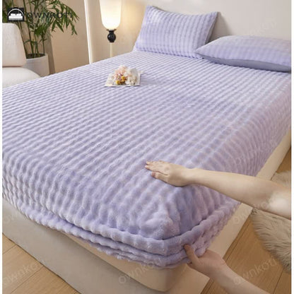 Solid Color Warm Fleece Fitted Sheet