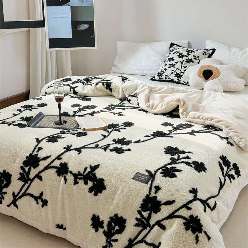 Jacquard Floral Fleece Winter Quilt Blanket