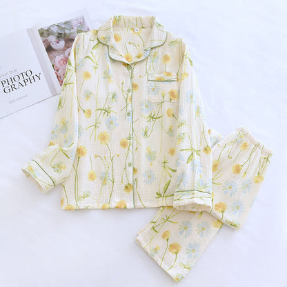 Rural Daisy Cotton Gauze Cardigan Pajama Set