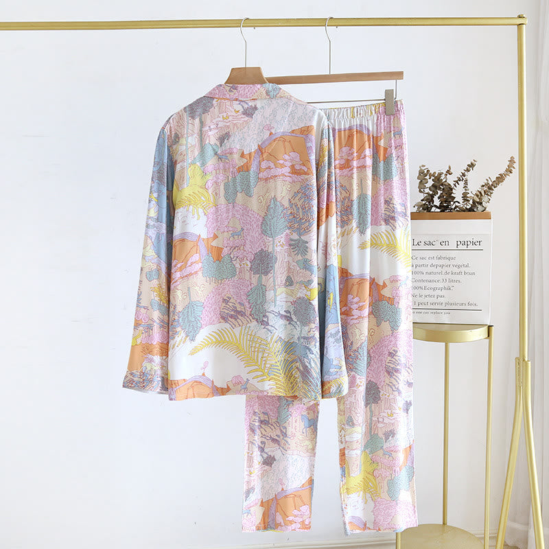 Satin Long Sleeve Rural Pajama Set