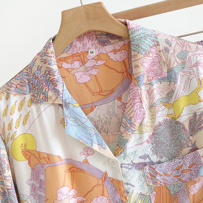 Satin Long Sleeve Rural Pajama Set