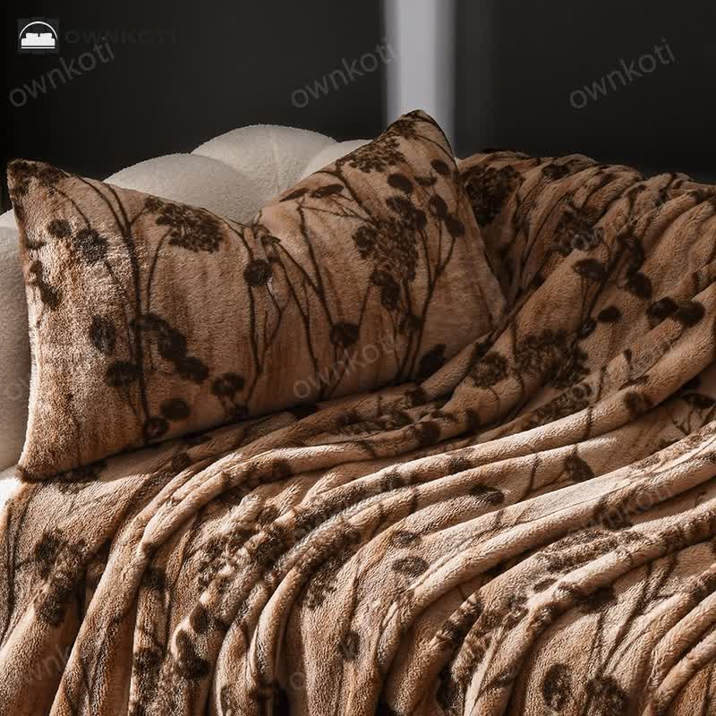 Velvet Rustic Floral Sofa Throw Blanket