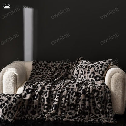 Leopard Print Warm Velvet Sofa Blanket