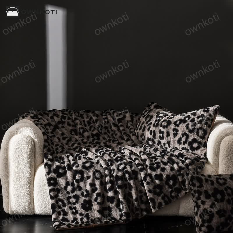 Leopard Print Warm Velvet Sofa Blanket