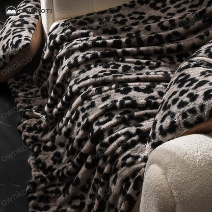 Leopard Print Warm Velvet Sofa Blanket