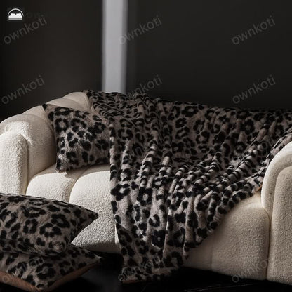 Leopard Print Warm Velvet Sofa Blanket