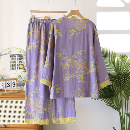Elegant Floral Yarn-dyed Jacquard Pajama Set