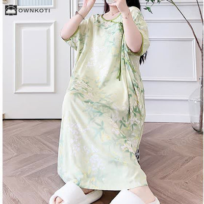 Plus Size Refresh Pastoral Long Nightgown