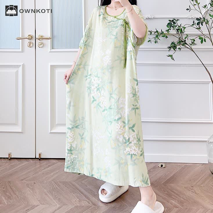 Plus Size Refresh Pastoral Long Nightgown