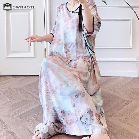 Plus Size Butterfly Breathable Long Nightgown