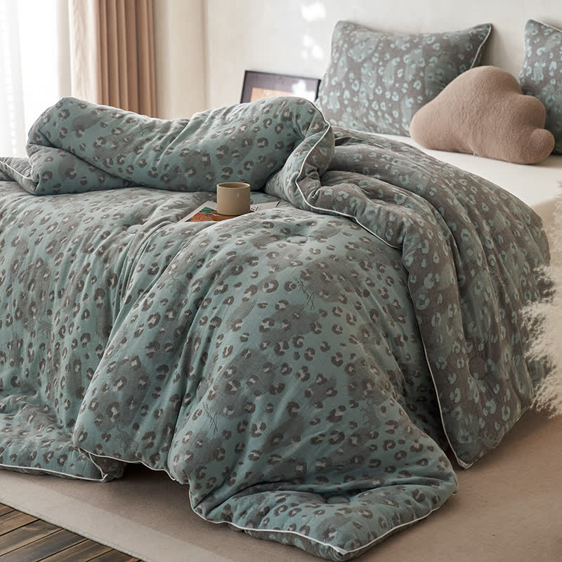 Cashmere Cotton Gauze Leopard Print Quilt