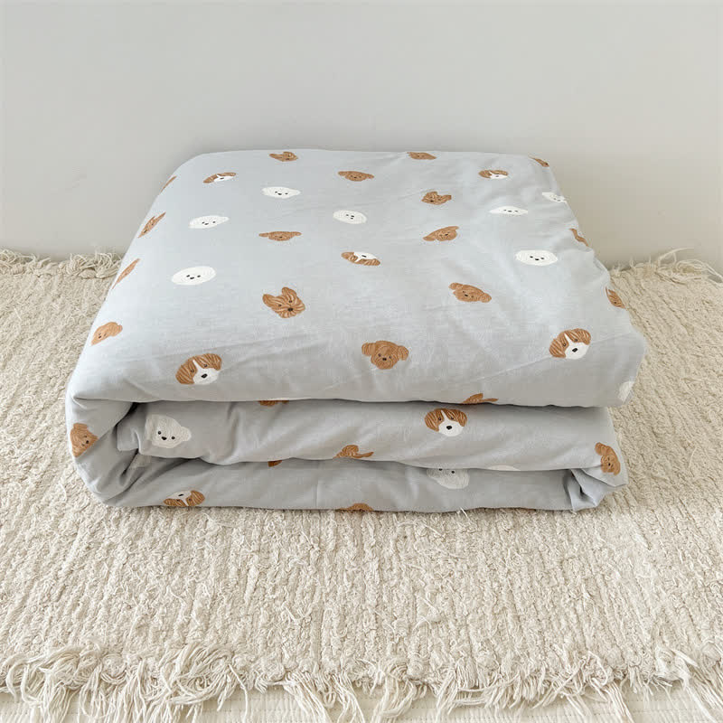 Cute Dog Cotton Duvet Cover with Comforter