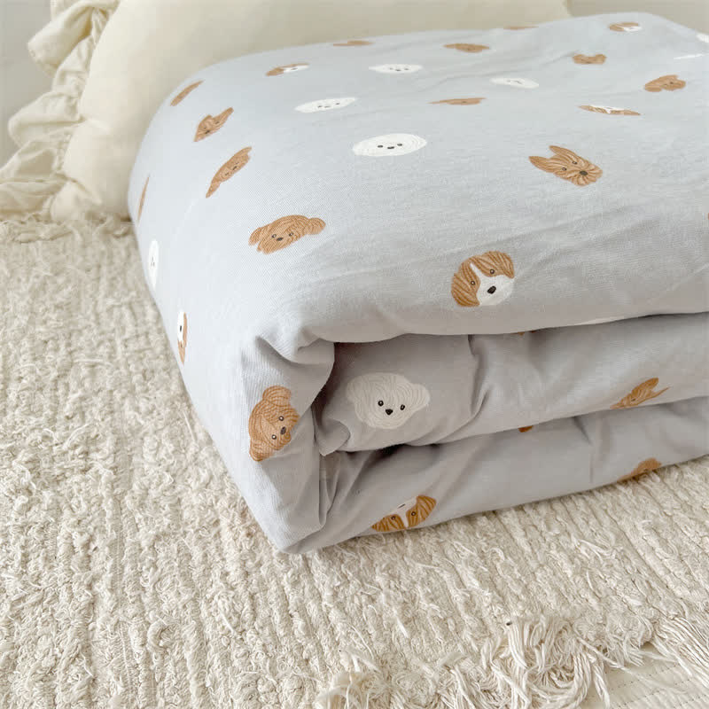 Cute Dog Cotton Duvet Cover with Comforter