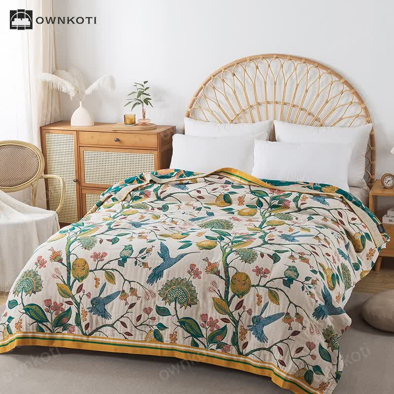 Reversible Pastoral Cotton Gauze Quilt