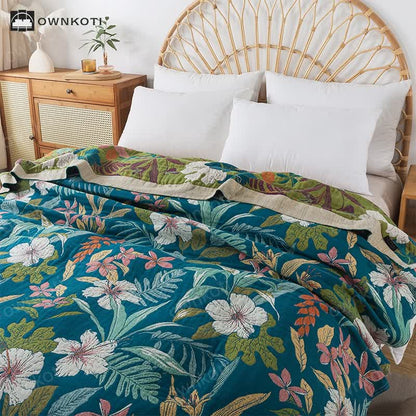 Lightweight Cotton Gauze Jacquard Floral Quilt