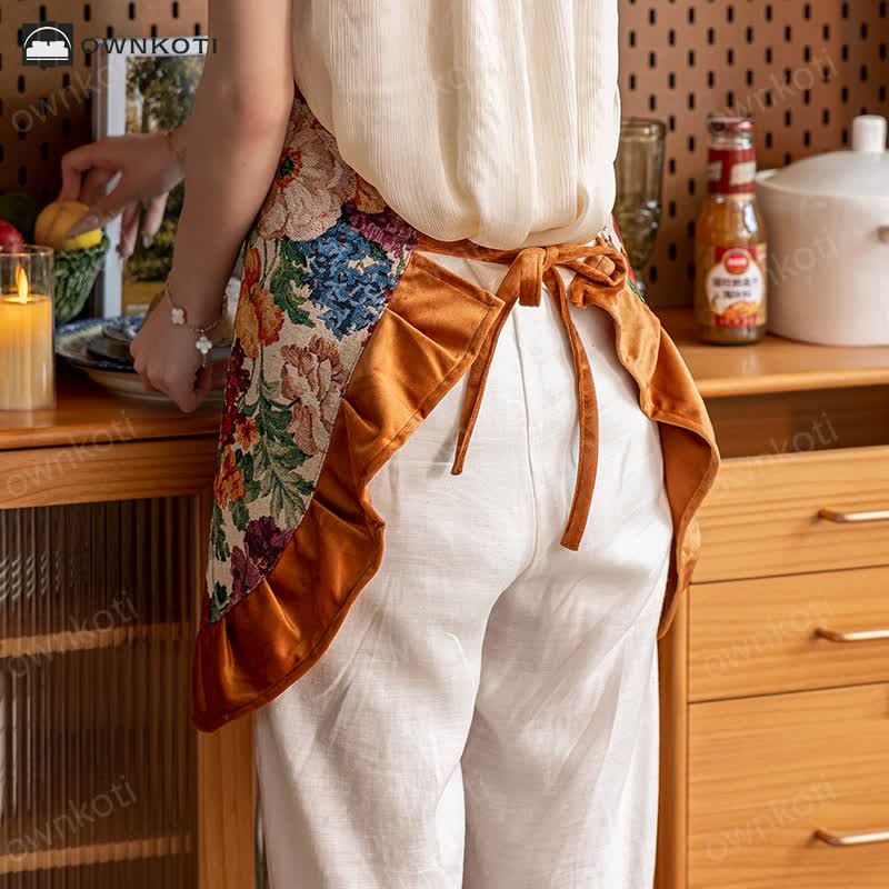 Elegant Floral Anti-oil Gardening Kitchen Apron