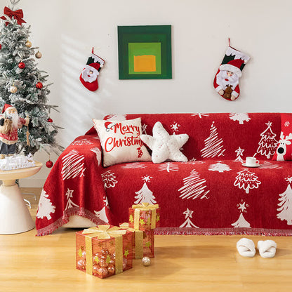 Christmas Tree Chenille Reversible Sofa Protector - 71" x 165" - image 0
