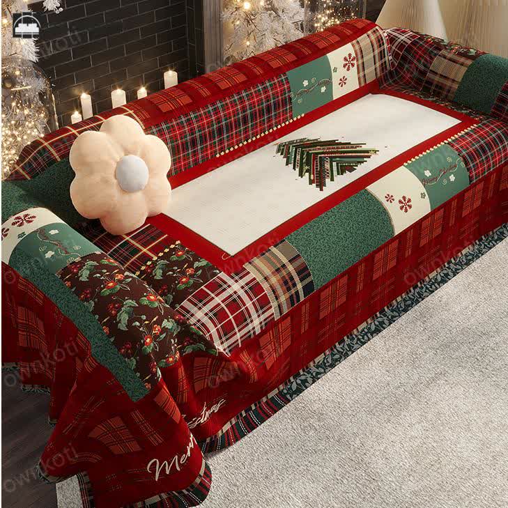 Vintage Christmas Chenille Functional Sofa Cover