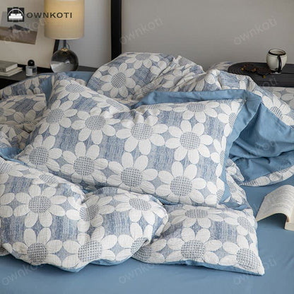 Refresh Flower Cotton Gauze Bedding Set (4PCS)