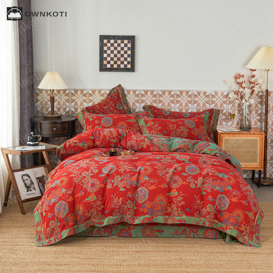 Cotton Gauze Luxurious Floral Bedding Sets (4PCS)