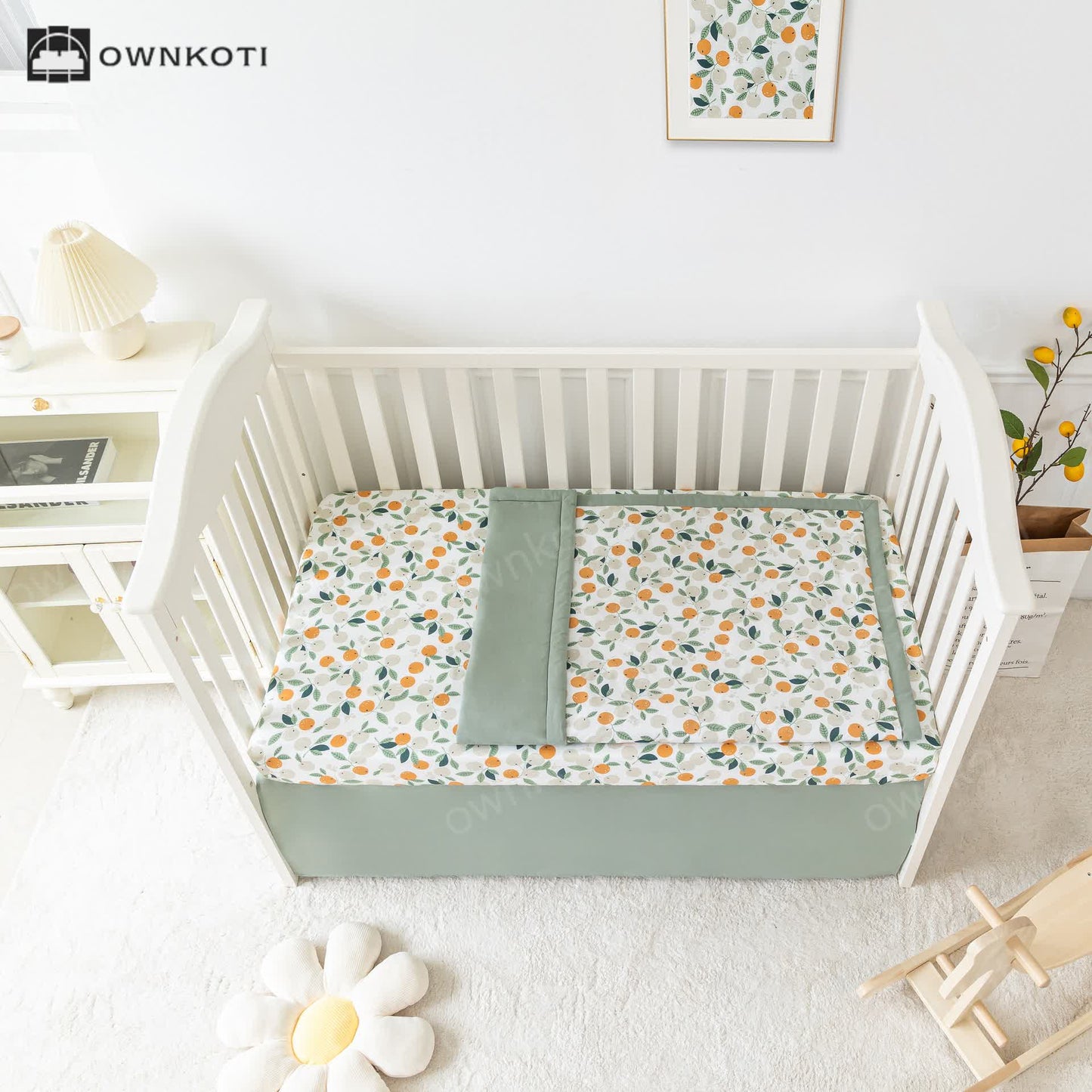 Cotton Pastoral Orange Crib Bedding Set(3PCS)