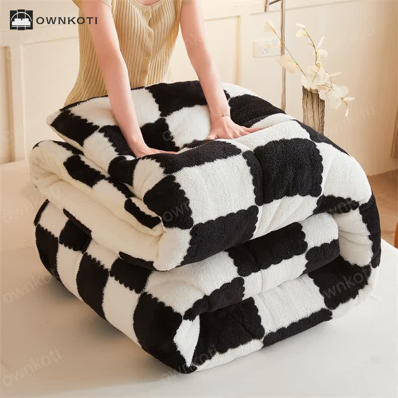 Checkerboard Fleece Blanket Winter Comforter