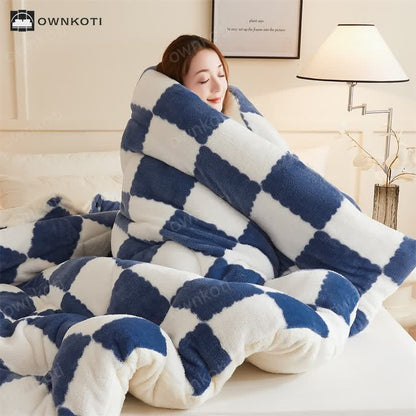 Checkerboard Fleece Blanket Winter Comforter